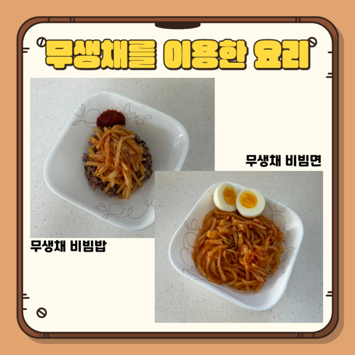 무생채를 이용한 요리 무생채 비빔밥 무생채 비빔면