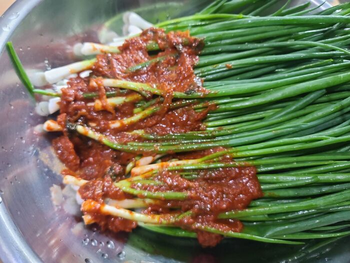 가을 제철 텃밭에서 직접 키운 쪽파로 파김치 만들기 사진9