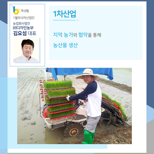 1월의 6차산업인 농업회사법인 (주)디자인농부 김요섬 대표 1차산업 지역 농가와 협약을 통해 농산물 생산