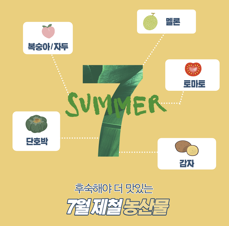 복숭아,자두 / 멜론 / 토마토 / 단호박 / 감자 후숙해야 더 맛있는 7월 제철 농산물