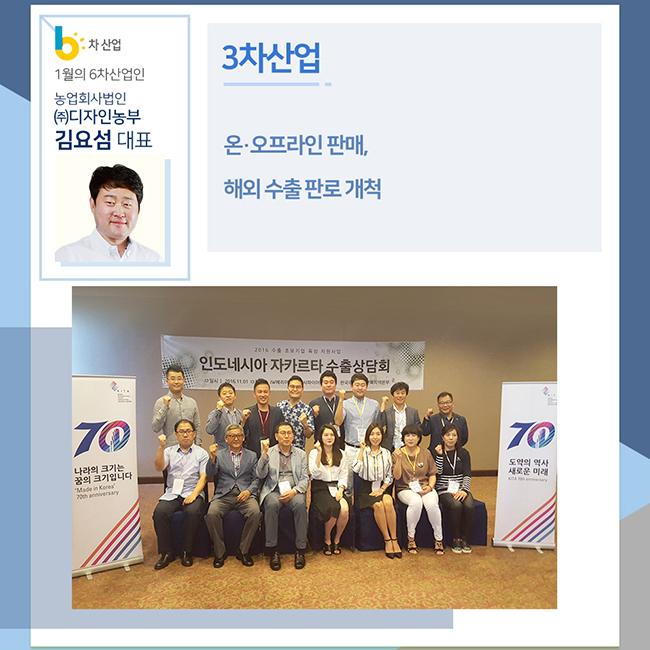 1월의 6차산업인 농업회사업인 (주)디자인농부 김요섬 대표 3차산업 온오프라인 판매, 해외 수출 판로 개척
